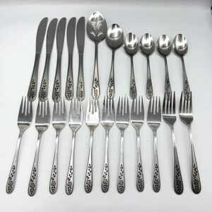 22 QTY Rogers Stanley Roberts Floral Mist Stainless Korea Silverware Flatware